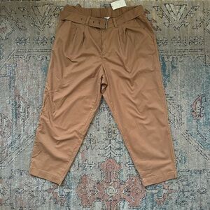 NEW Paperbag High Rise Chino Belted Pants Deep Khaki for Fall Size 14